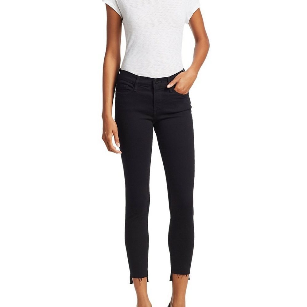Frame Le High Skinny De Jeanne Mid-Rise Raw-Edge Step Hem Jeans Sz 24